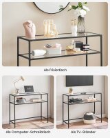 VASAGLE Konsolentisch rechteckig Glas schwarz 100,0 x 35,0 x 80,0 cm, 1 St.