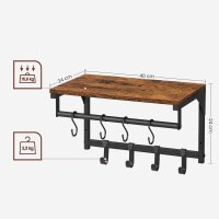 VASAGLE Wandgarderobe braun Holz 8 Haken 40,0 x 24,0 cm, 1 St.