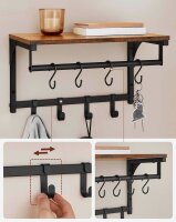 VASAGLE Wandgarderobe braun Holz 8 Haken 40,0 x 24,0 cm, 1 St.