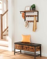 VASAGLE Wandgarderobe braun Holz 10 Haken 65,0 x 42,0 cm, 1 St.