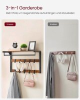 VASAGLE Wandgarderobe braun Holz 10 Haken 65,0 x 42,0 cm, 1 St.