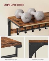 VASAGLE Wandgarderobe braun Holz 10 Haken 65,0 x 42,0 cm, 1 St.
