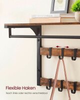 VASAGLE Wandgarderobe braun Holz 10 Haken 65,0 x 42,0 cm, 1 St.