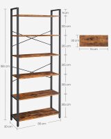 VASAGLE Bücherregal braun, schwarz 80,0 x 30,0 x 186,0 cm, 1 St.