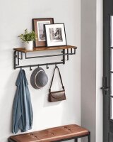 VASAGLE Wandgarderobe braun Holz 5 Haken 80,0 x 27,0 cm,...