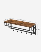VASAGLE Wandgarderobe braun Holz 5 Haken 80,0 x 27,0 cm, 1 St.