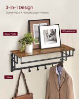 VASAGLE Wandgarderobe braun Holz 5 Haken 80,0 x 27,0 cm, 1 St.