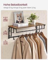 VASAGLE Wandgarderobe braun Holz 5 Haken 80,0 x 27,0 cm, 1 St.