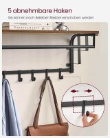 VASAGLE Wandgarderobe braun Holz 5 Haken 80,0 x 27,0 cm, 1 St.