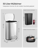 SONGMICS Mülleimer 50,0 l silber, 1 St.