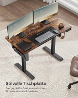 SONGMICS elektrisch höhenverstellbarer Schreibtisch braun rechteckig, C-Fuß-Gestell schwarz 120,0 x 60,0 cm