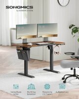 SONGMICS elektrisch höhenverstellbarer Schreibtisch braun rechteckig, C-Fuß-Gestell schwarz 120,0 x 60,0 cm