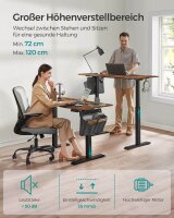 SONGMICS elektrisch höhenverstellbarer Schreibtisch braun rechteckig, C-Fuß-Gestell schwarz 120,0 x 60,0 cm
