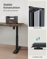 SONGMICS elektrisch höhenverstellbarer Schreibtisch braun rechteckig, C-Fuß-Gestell schwarz 120,0 x 60,0 cm