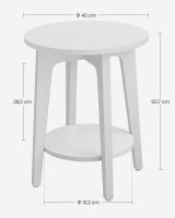 VASAGLE Beistelltisch rund Spanplatte weiß 40,0 x 40,0 x 50,7 cm, 1 St.