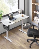 SONGMICS elektrisch höhenverstellbarer Schreibtisch weiß rechteckig, C-Fuß-Gestell weiß 140,0 x 60,0 cm