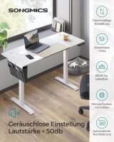 SONGMICS elektrisch höhenverstellbarer Schreibtisch weiß rechteckig, C-Fuß-Gestell weiß 140,0 x 60,0 cm