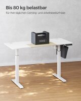 SONGMICS elektrisch höhenverstellbarer Schreibtisch weiß rechteckig, C-Fuß-Gestell weiß 140,0 x 60,0 cm