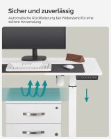 SONGMICS elektrisch höhenverstellbarer Schreibtisch weiß rechteckig, C-Fuß-Gestell weiß 140,0 x 60,0 cm