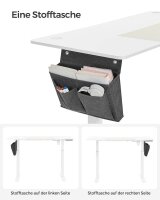 SONGMICS elektrisch höhenverstellbarer Schreibtisch weiß rechteckig, C-Fuß-Gestell weiß 140,0 x 60,0 cm