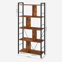 VASAGLE Bücherregal braun, schwarz 74,0 x 30,0 x 150,0 cm, 1 St.