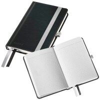 LEITZ Notizbuch DIN A6 kariert, satin schwarz Hardcover...