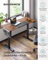 SONGMICS elektrisch höhenverstellbarer Schreibtisch braun rechteckig, C-Fuß-Gestell schwarz 140,0 x 60,0 cm