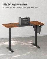 SONGMICS elektrisch höhenverstellbarer Schreibtisch braun rechteckig, C-Fuß-Gestell schwarz 140,0 x 60,0 cm