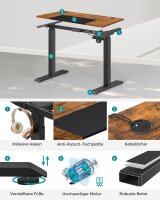 SONGMICS elektrisch höhenverstellbarer Schreibtisch braun rechteckig, C-Fuß-Gestell schwarz 140,0 x 60,0 cm
