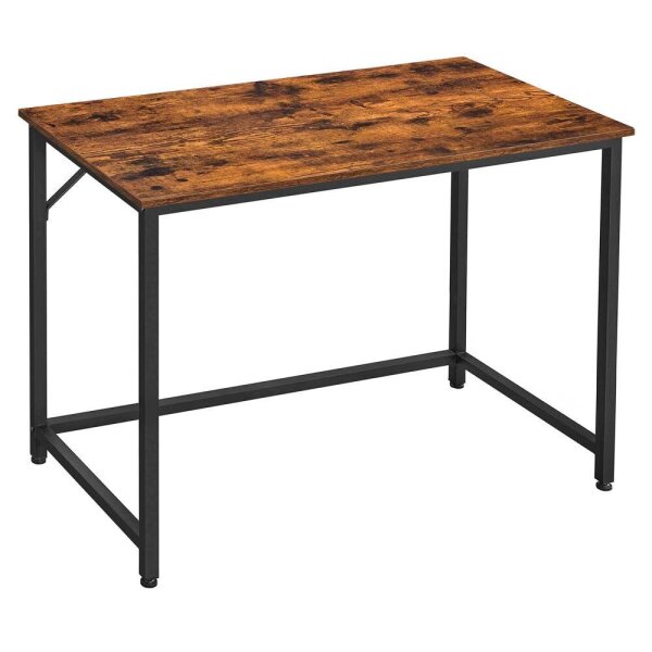 VASAGLE Schreibtisch vintagebraun, schwarz rechteckig, 4-Fuß-Gestell schwarz 100,0 x 50,0 cm