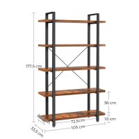 VASAGLE Bücherregal braun, schwarz 105,0 x 33,5 x 177,5 cm, 1 St.