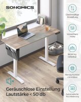 SONGMICS elektrisch höhenverstellbarer Schreibtisch greige rechteckig, C-Fuß-Gestell weiß 140,0 x 60,0 cm