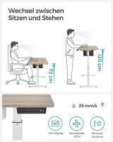 SONGMICS elektrisch höhenverstellbarer Schreibtisch greige rechteckig, C-Fuß-Gestell weiß 140,0 x 60,0 cm