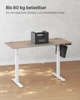 SONGMICS elektrisch höhenverstellbarer Schreibtisch greige rechteckig, C-Fuß-Gestell weiß 140,0 x 60,0 cm