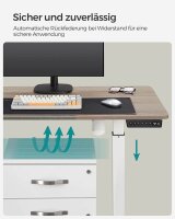 SONGMICS elektrisch höhenverstellbarer Schreibtisch greige rechteckig, C-Fuß-Gestell weiß 140,0 x 60,0 cm