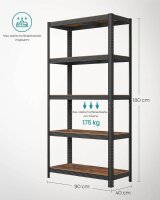 SONGMICS Schwerlastregal GLR040B11 schwarz, braun 90,0 x 40,0 x 180,0 cm