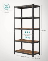 SONGMICS Schwerlastregal GLR050B11 schwarz, braun 100,0 x 50,0 x 200,0 cm