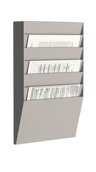 PAPERFLOW Wandprospekthalter grau DIN A4 6 Fächern 31,1 x 7,9 x 50,2 cm, 1 St.