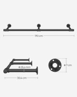 SONGMICS Wandgarderobe schwarz Metall 170,0 x 7,0 cm, 1 St.
