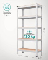 SONGMICS Schwerlastregal GLR030E01 silber 75,0 x 30,0 x 150,0 cm