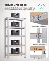 SONGMICS Schwerlastregal GLR030E01 silber 75,0 x 30,0 x 150,0 cm