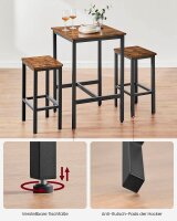 VASAGLE Bartisch-Set, schwarz Holz, Metall, 3-teilig
