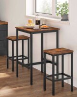 VASAGLE Bartisch-Set, schwarz Holz, Metall, 3-teilig