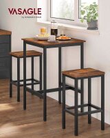 VASAGLE Bartisch-Set, schwarz Holz, Metall, 3-teilig