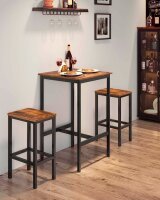 VASAGLE Bartisch-Set, schwarz Holz, Metall, 3-teilig