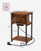 VASAGLE Beistelltisch rechteckig Spanplatte braun 34,0 x 30,0 x 58,0 cm, 1 St.