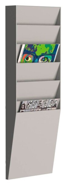 PAPERFLOW Wandprospekthalter grau DIN A4 6 Fächern 23,6 x 8,3 x 71,2 cm, 1 St.