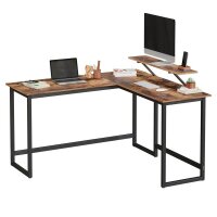 VASAGLE Schreibtisch braun L-Form, O-Fuß-Gestell schwarz 130,0 / 140,0 x 50,0 cm