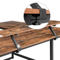 VASAGLE Schreibtisch braun L-Form, O-Fuß-Gestell schwarz 130,0 / 140,0 x 50,0 cm
