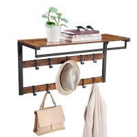 VASAGLE Wandgarderobe braun Holz 10 Haken 80,0 x 42,0 cm,...